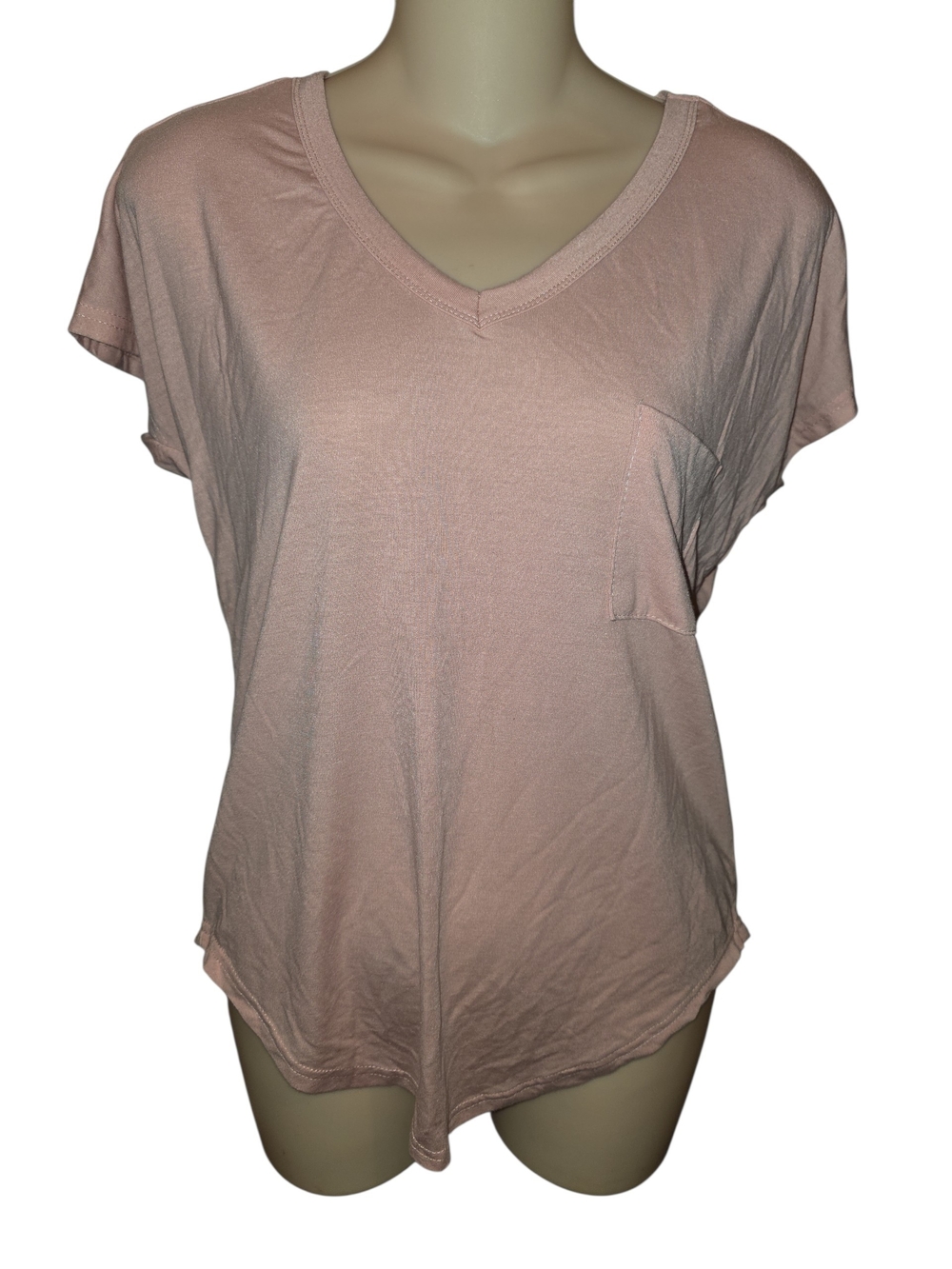 Women’s V-Neck Pocket Tee Poof Brand Shirt Sleeve Pink Large